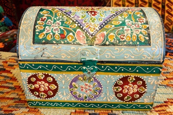 Indian Hand Painted Storage Box - Blue